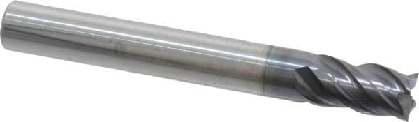 Square End Mill: 1/4'' Dia, 3/8'' LOC, 1/4'' Shank Dia, 2'' OAL, 4 Flutes, Solid Carbide MPN:155-01624