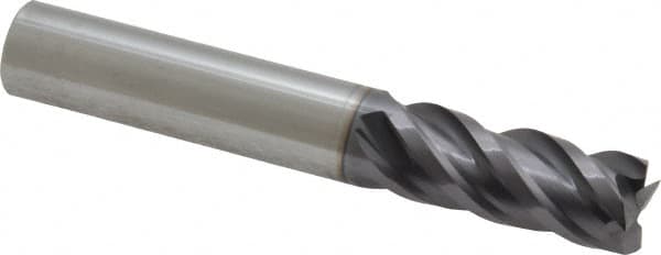 Square End Mill: 3/8'' Dia, 7/8'' LOC, 3/8'' Shank Dia, 2-1/2'' OAL, 4 Flutes, Solid Carbide MPN:155-02414