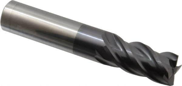 Square End Mill: 5/8'' Dia, 1-1/4'' LOC, 5/8'' Shank Dia, 3-1/2'' OAL, 4 Flutes, Solid Carbide MPN:155-04014