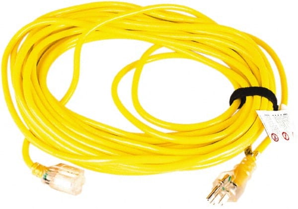 Power Cords, Cord Type: Extension Cord , Overall Length (Feet): 50 , Cord Color: Yellow , Wire Gauge: 16 , Number Of Prongs: 3  MPN:101678