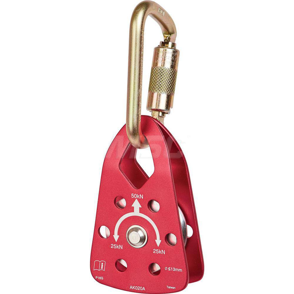 Confined Space Entry & Retrieval Cables & Pulleys, Pulley Type: Pulley , Material: Aluminum , Maximum Load Capacity: 420.00 , Color: Red  MPN:7100220244