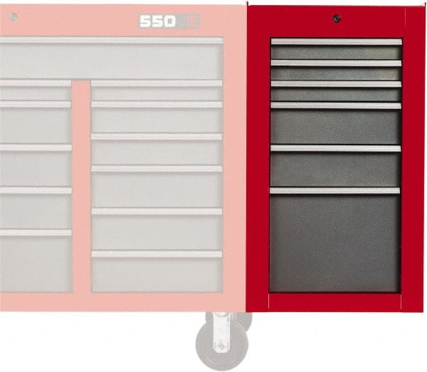 Side Cabinet: 6 Drawer, Red & Gray, Steel MPN:J551934-6SG-SC