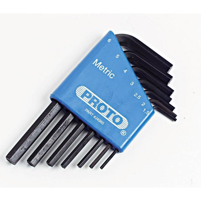 Hex Key Sets, Ball End: No , Hex Size: 1.5 mm, 2 mm, 2.5 mm, 3 mm, 4 mm, 5 mm, 6 mm , Material: Alloy Steel  MPN:J4985