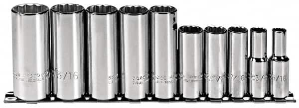 Deep Socket Set: 10 Pc, 3/8