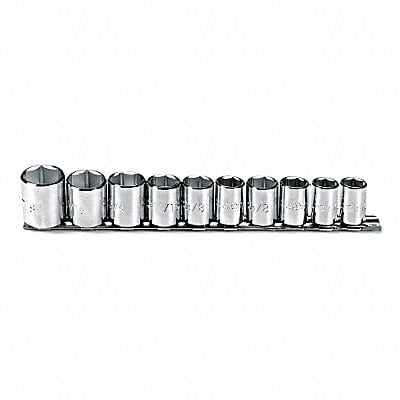 Socket Set Chrome SAE 5/16 to 7/8 in 6Pt MPN:J52122