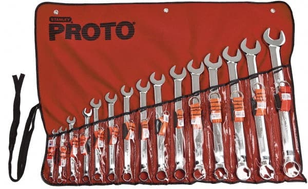 Tethered Combination Wrench Set: 15 Pc, 1