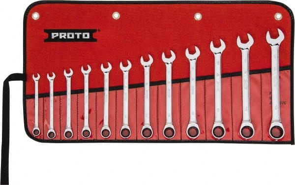 Ratcheting Combination Wrench Set: 12 Pc, Metric MPN:JSCRMT-12S