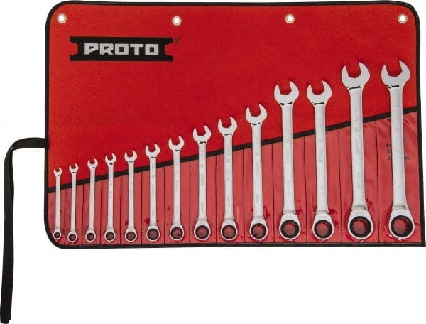 Ratcheting Combination Wrench Set: 14 Pc, Inch MPN:JSCRT-14S