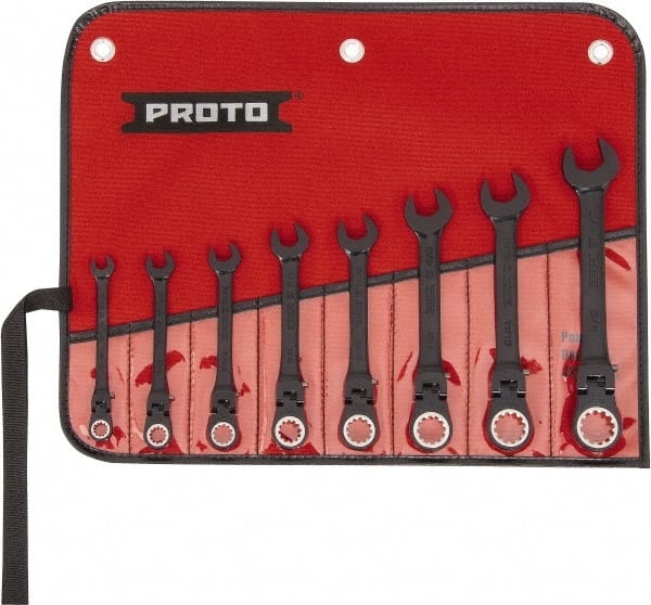 Ratcheting Flex-Head Spline Wrench Set: 8 Pc, Inch MPN:JSCVF-8S