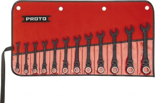 Ratcheting Flex-Head Spline Wrench Set: 12 Pc, Metric MPN:JSCVMF-12S