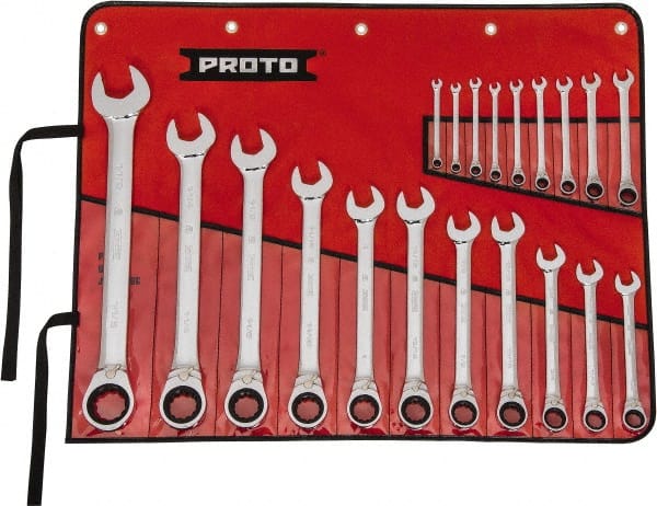 Reversible Ratcheting Combination Wrench Set: 20 Pc, Inch MPN:JSCVT-20S