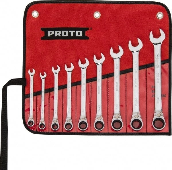 Reversible Ratcheting Combination Wrench Set: 9 Pc, Inch MPN:JSCVT-9S