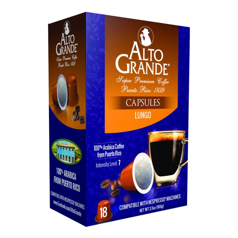 Alto Grande Single-Serve Coffee Pods, Classic Roast, Lungo, Carton Of 18 (Min Order Qty 6) MPN:957