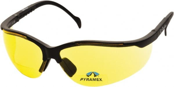 Magnifying Safety Glasses: +2.5, Amber Lenses, Scratch Resistant, ANSI Z87.1 MPN:SB1830R25