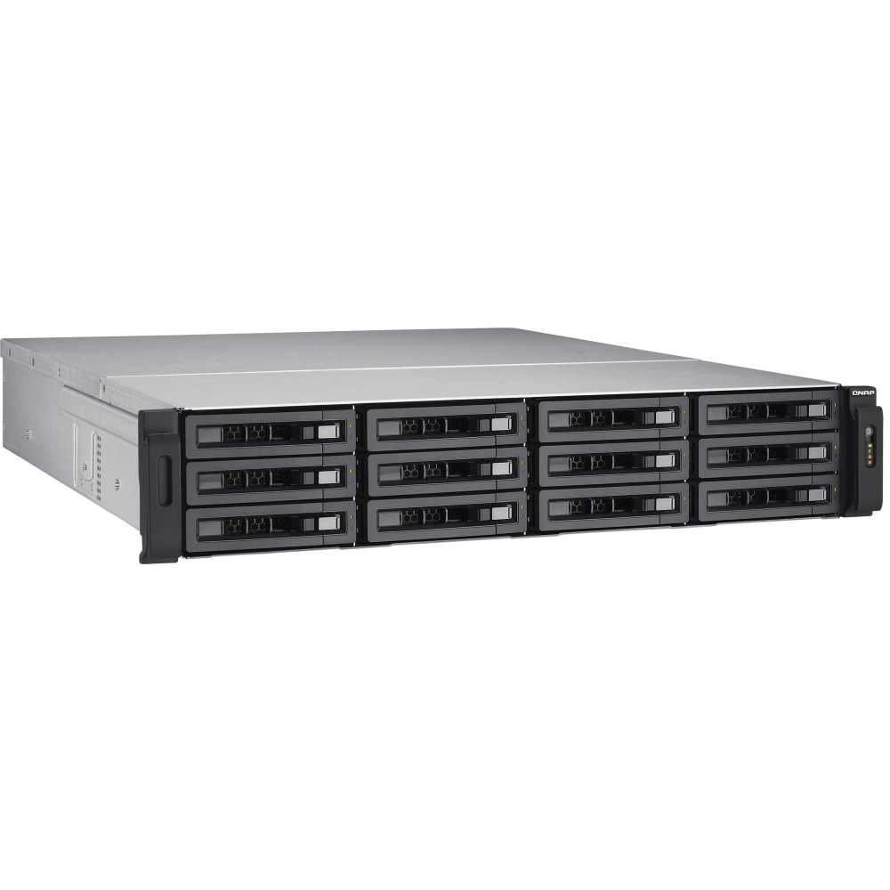 QNAP 12-bay 12Gbps SAS-enabled High-performance NAS/iSCSI/IP-SAN Unified Storage - Intel Xeon E3-1246 v3 Quad-core (4 Core) 3.50 GHz - 12 x HDD Supported - 12 x SSD Supported - 16 GB RAM DDR3 SDRAM - 12Gb/s SAS Controller MPN:TVSEC1280USASRP16GUS