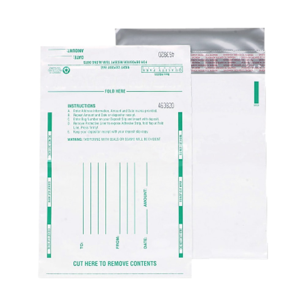 Quality Park Night Deposit Bags, 10in x 13in, White, Pack Of 100 MPN:45228