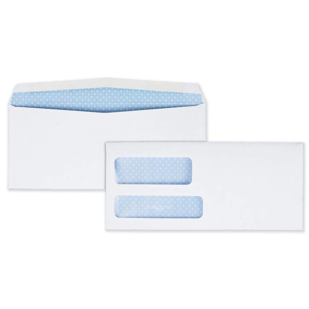 Quality Park #9 Double-Window Envelopes, Left Windows (Top/Bottom), Gummed Seal, White, Box Of 500 (Min Order Qty 2) MPN:24524