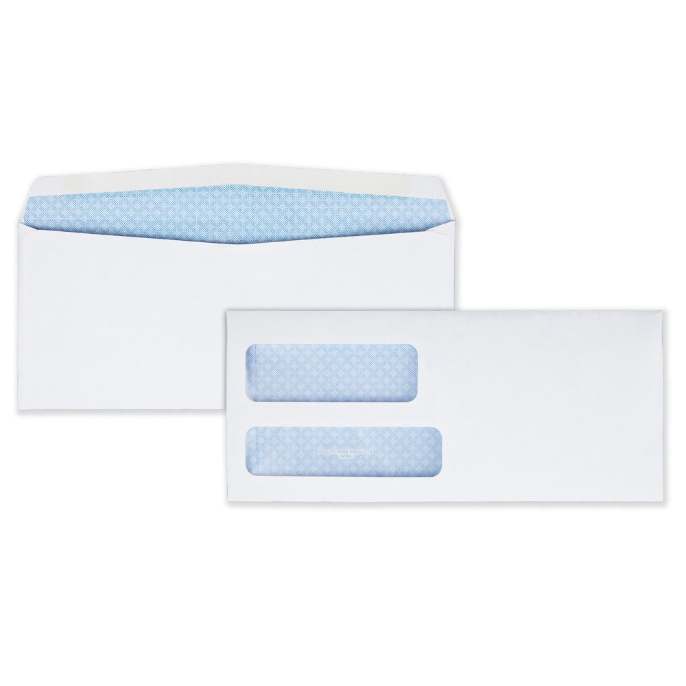 Quality Park #8 5/8 Double-Window Envelopes, Left Windows (Top/Bottom), Gummed Seal, White, Box Of 500 MPN:24532