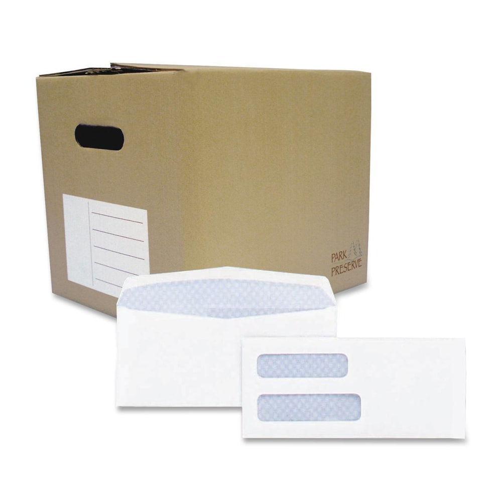 Quality Park #8 5/8 Double Window Envelopes, Bottom Left Window, Gummed Seal, White, Box Of 1,000 MPN:24532B