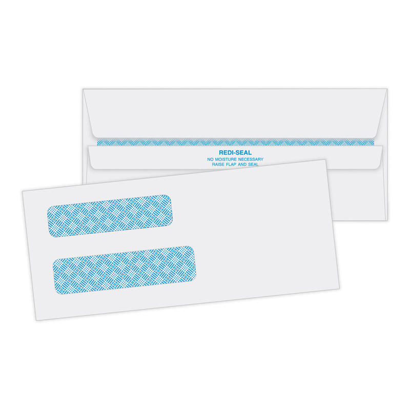 Quality Park #8 5/8 Redi-Seal Double-Window Security Envelopes, Left Windows (Top/Bottom), Self-Seal, White, Box Of 500 (Min Order Qty 2) MPN:24539