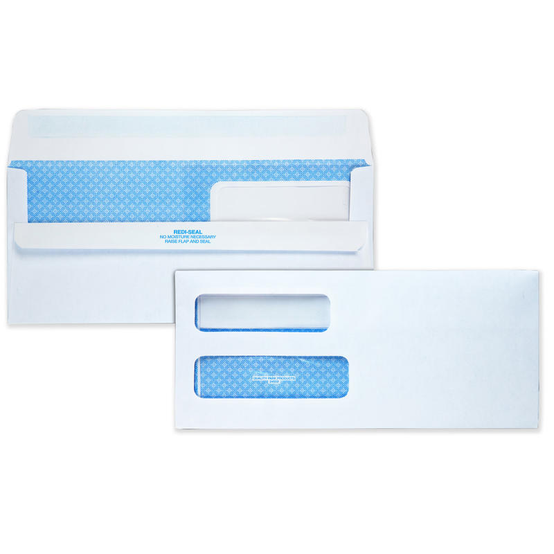 Quality Park #10 Redi-Seal Envelopes, Double-Window, Security, Self-Sealing, White, Box Of 500 MPN:24559