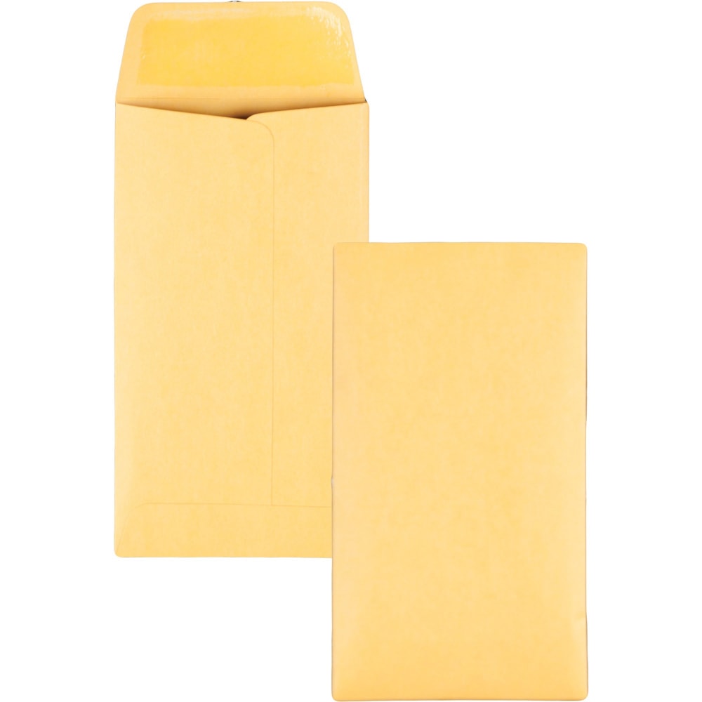 Quality Park Kraft Coin / Small Parts Envelopes - Coin - #6 - 3 3/8in Width x 6in Length - 28 lb - Gummed Flap - Kraft - 500 / Box - Brown MPN:50662