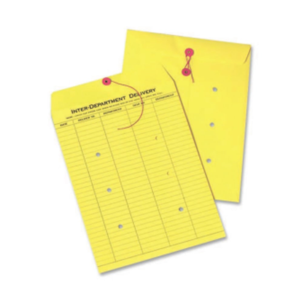 Quality Park Interdepartment Envelopes, 10in x 13in, Button & String Closure, Yellow, Box Of 100 MPN:63576