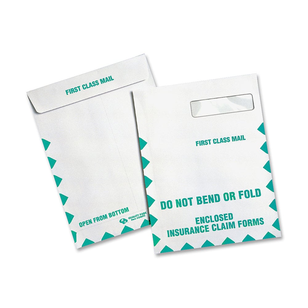 Quality Park #10 Do Not Bend Insurance Claim Envelopes, Top Right Window, Self-Adhesive, White, Box Of 100 MPN:QUA54692