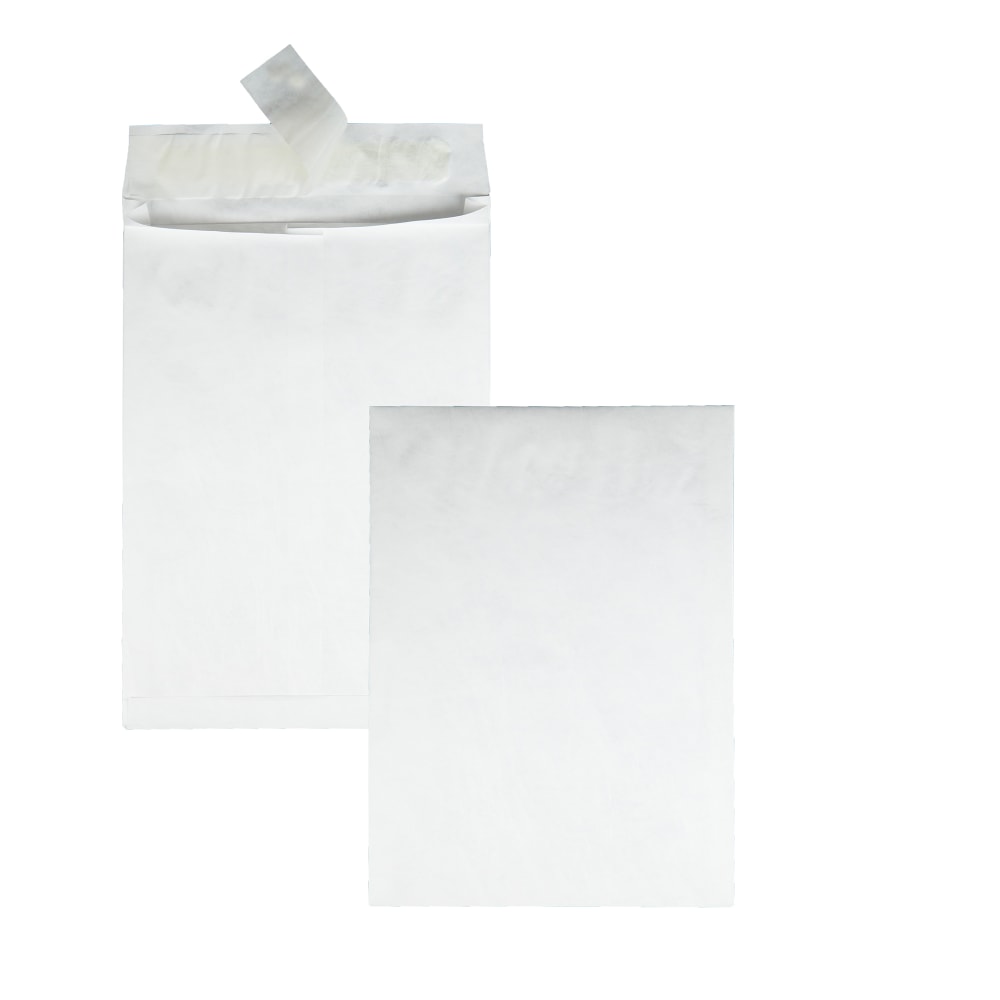 Quality Park Tyvek Expansion 10in x 13in x 1 1/2in Envelopes, 18 Lb, Self-Adhesive Closure, White, Carton Of 100 MPN:R4200