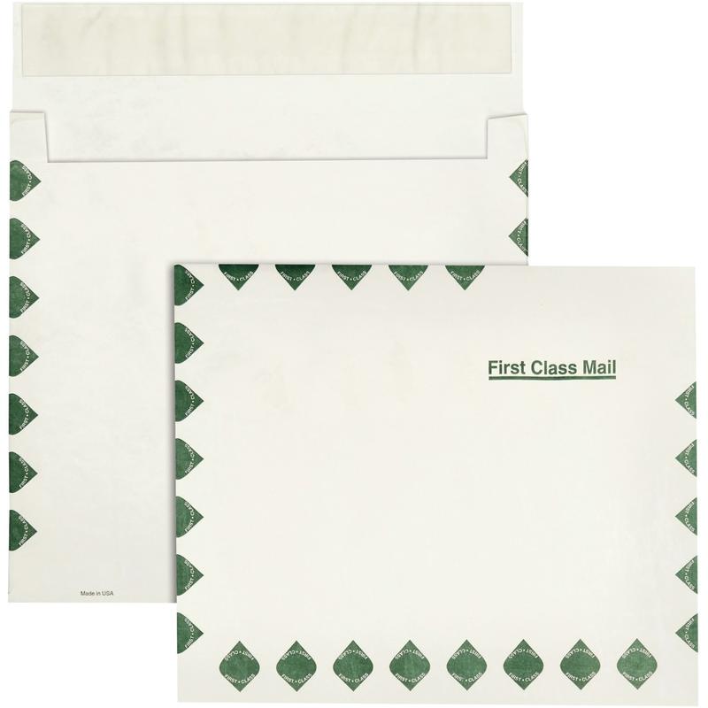 Quality Park Dupont Tyvek Grip-Seal Expansion Envelopes, Open Side, First Class, 10in x 13in x 2in, Self-Adhesive, White, Box Of 100 MPN:R4620