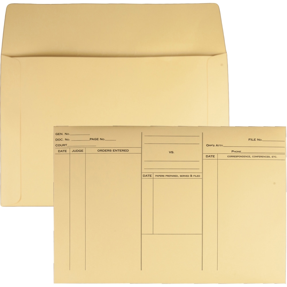 Quality Park Attorneys File Style Fold Flap Envelope - Document - 14 3/4in Width x 10in Length - 100 / Box - Buff MPN:89701