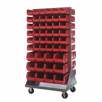 Mobile Louvered Floor Rack Steel 96 Bins MPN:QMD-36H-230240RD