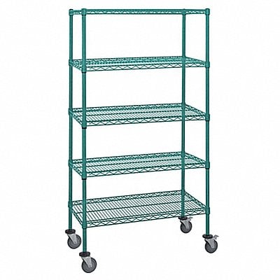 Mobile Stem Caster Cart Green 5 Shelves MPN:M1836P46-5