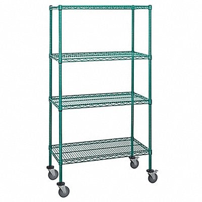 Mobile Stem Caster Cart Green 4 Shelves MPN:M1836P47