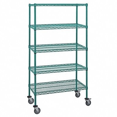 Mobile Stem Caster Cart Green 5 Shelves MPN:M1836P47-5