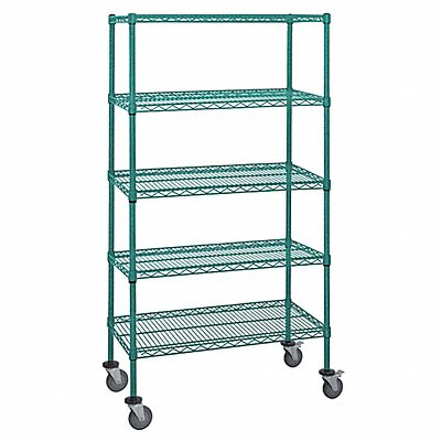 Mobile Stem Caster Cart Green 5 Shelves MPN:M2448P46-5