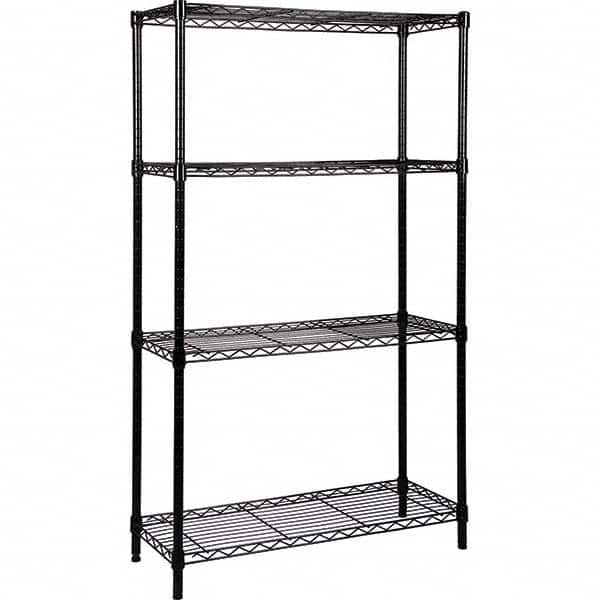 Starter Unit Wire Shelving: 800 lb Shelf Capacity, 4 Shelves MPN:WR54-2424BK