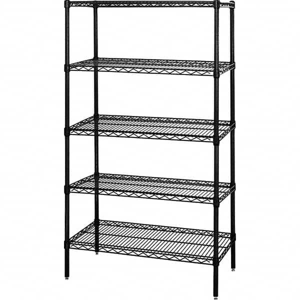 Add-On Unit Wire Shelving: 800 lb Shelf Capacity, 5 Shelves MPN:WR54-2424BK-5