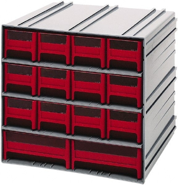 14 Drawer, 14 Compartment, Small Parts Drawer Cabinet System MPN:QIC-12123RD