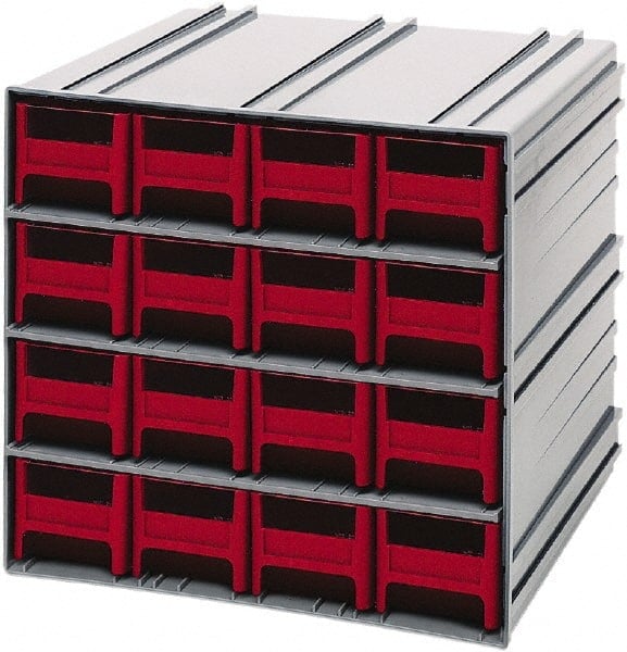 16 Drawer, 16 Compartment, Small Parts Drawer Cabinet System MPN:QIC-161RD