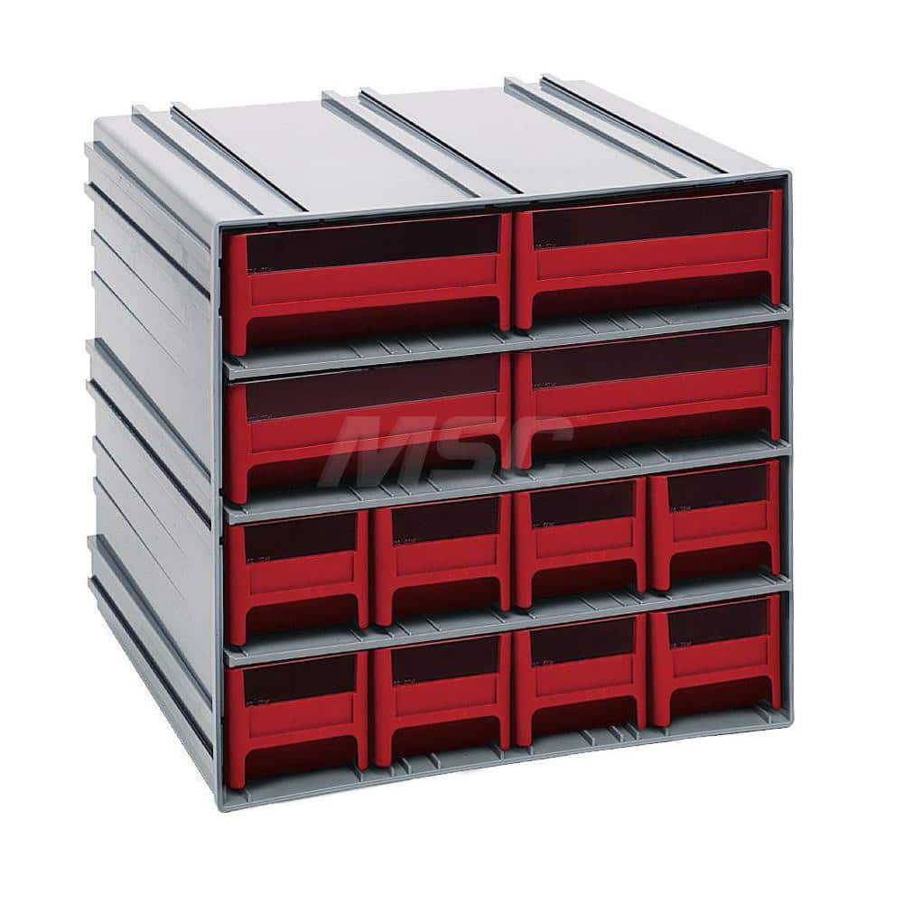 12 Drawer, 12 Compartment, Small Parts Drawer Cabinet System MPN:QIC-8143RD