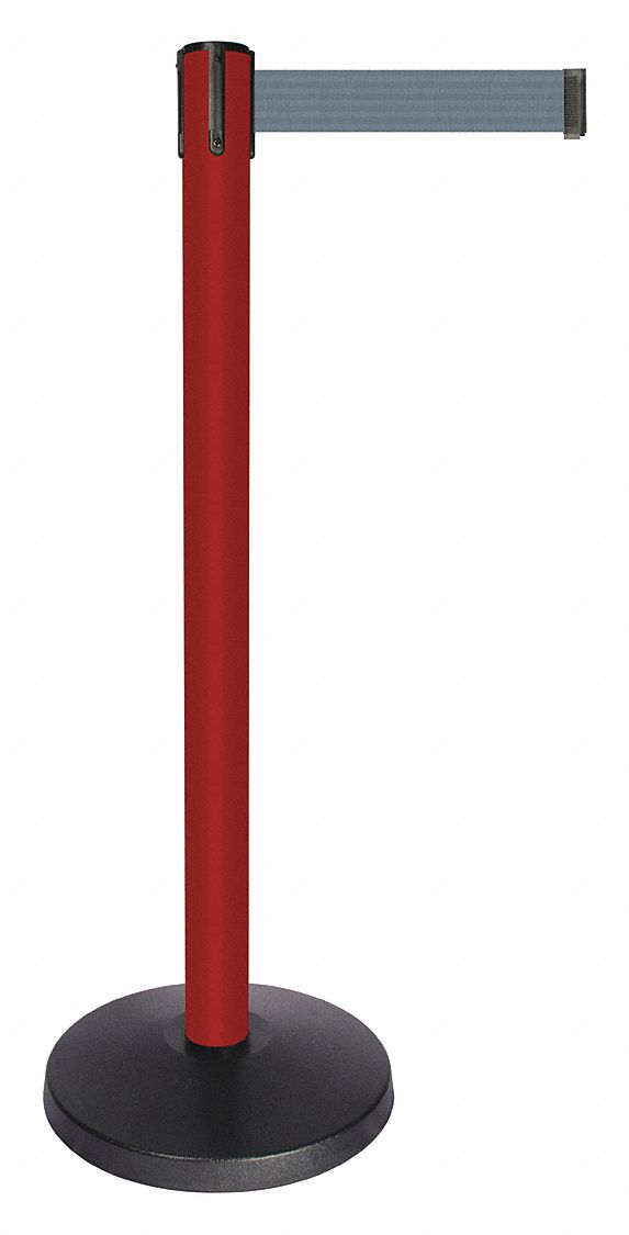 Barrier Post w/Belt Red Post Gray Belt MPN:QPLUS-21-B5