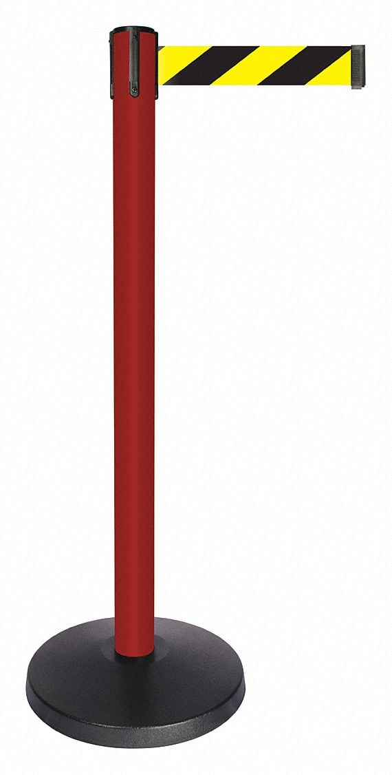 Barrier Post Red Blk/Yllw Diagonal Belt MPN:QPLUS-21-D4