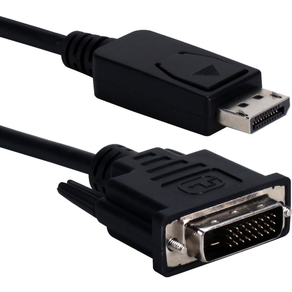 QVS 15ft DisplayPort to DVI Digital Video Cable - First End: 1 x DisplayPort 1.1 Digital Audio/Video - Male - Second End: 1 x DVI Digital Video - Male - Supports up to 1920 x 1200 - Black (Min Order Qty 3) MPN:DPDVI-15