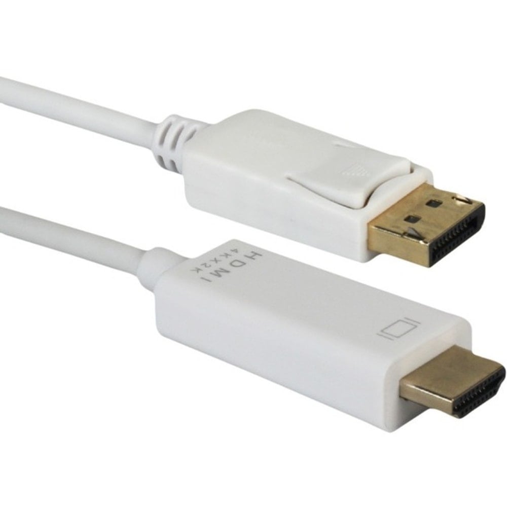 QVS DisplayPort To HDMI 4K Digital A/V White Cable, 3ft (Min Order Qty 5) MPN:DPHD-03W