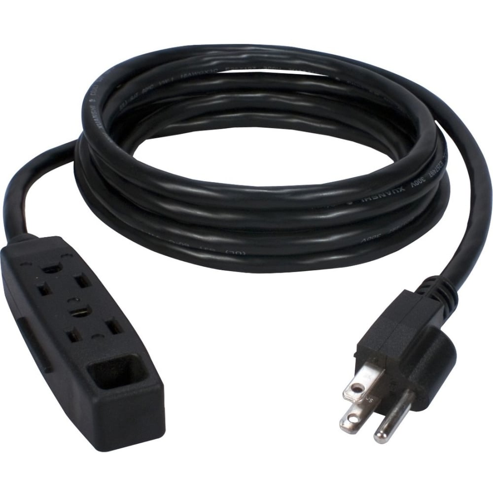 QVS 3-Pack 3-Outlet 3-Prong 6ft Power Extension Cord - For Computer - 120 V AC / 13 A - Black - 6 ft Cord Length - NEMA 5-15P / NEMA 5-15R - 3 (Min Order Qty 2) MPN:PC3PX-06-3PK