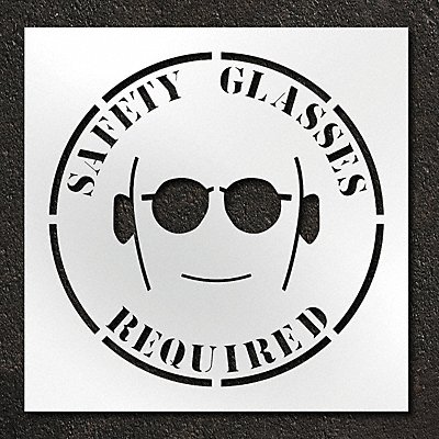 Stencil Safety Glasses Required 42 in MPN:STL-116-14810