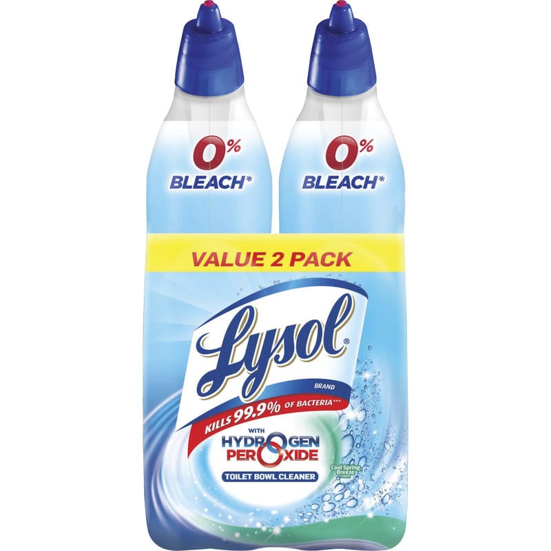 Lysol Hydrogen Peroxide Toilet Cleaner, 24 Oz, Cool Spring Breeze Scent, Pack Of 2 Bottles (Min Order Qty 7) MPN:96084