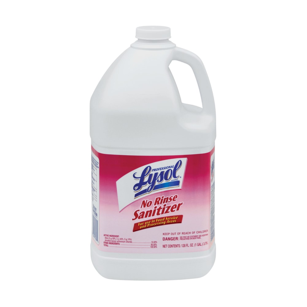 Lysol Professional Concentrated No-Rinse Sanitizer, 1 Gallon, Case Of 4 Bottles