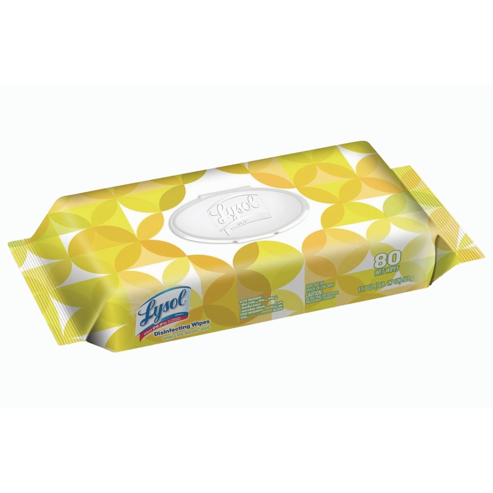 Lysol Disinfecting Wipes, Lemon & Lime Blossom, 7in x 8in, Pack of 80 Wipes (Min Order Qty 13) MPN:1920099716EA